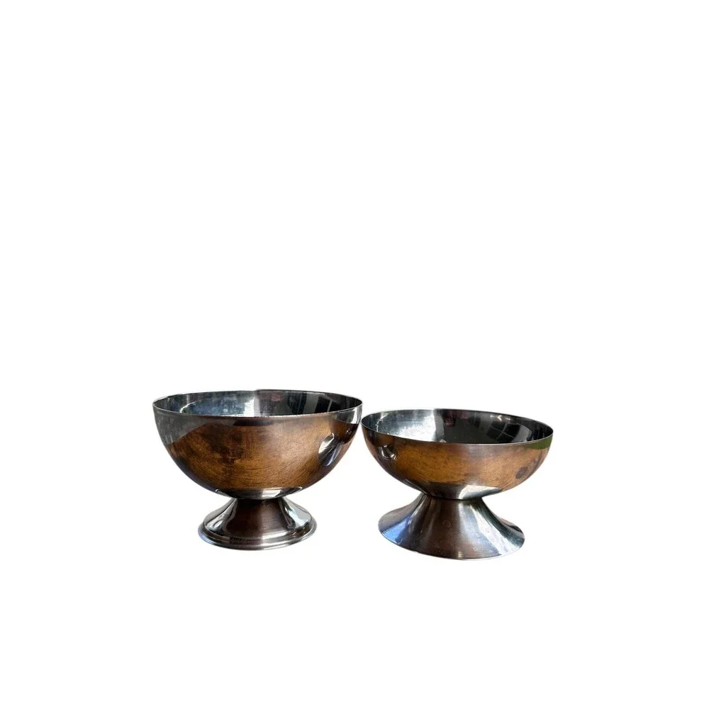 Vintage Silver Metal Coupe Bowls, Sorbet Ice Cream Cups, Set of 6